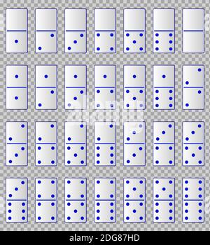 Jeu complet domino blanc réaliste isolé sur fond transparent. Motif dominos. Illustration vectorielle Illustration de Vecteur
