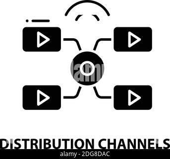 icône de canaux de distribution, signe vectoriel noir avec traits modifiables, illustration de concept Illustration de Vecteur