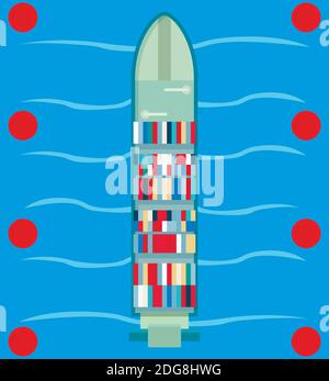 Icône conteneur/navire. Illustration isométrique de l'icône de vecteur de navire de conteneur pour la toile Illustration de Vecteur