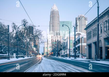 Paysages d'hiver rare autour de Charlotte, en Caroline du Nord Banque D'Images