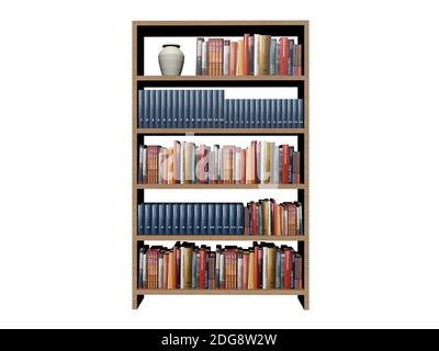 Fond de l'étagère de bibliothèque sur fond blanc - 3d rendu Banque D'Images