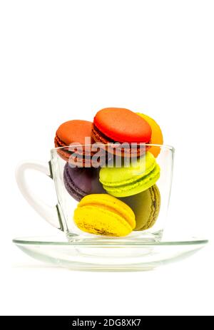 Macarons doux colorés dans un verre Banque D'Images