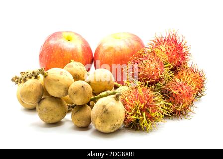 Pommes fraîches, Longkong et Rambutans Banque D'Images