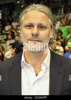 Ancien gardien de handball français SC Magdeburg Christian Gaudin EHF-Cup final 2018 Magdebourg Banque D'Images