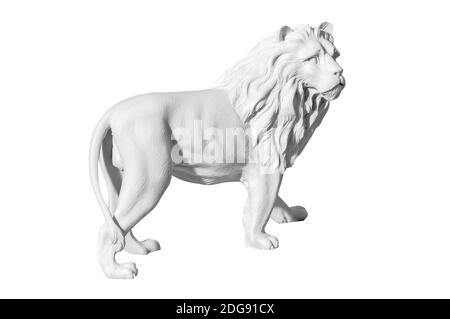 Statue d'un lion sur fond blanc Banque D'Images