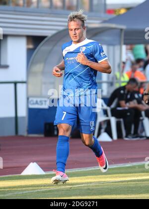 Joueur de football allemand Felix Lohkemper 1er FC Magdeburg saison 2018-19 Test a SSV MarkranstÃ¤dt 25.7.18 Banque D'Images