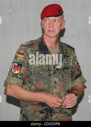 Colonel Uwe Alexander Becker Chef de l'instruction de combat de l'Armée Centre de formation ville de Schnöggersburg Banque D'Images