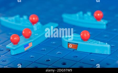 Sous-marin nord-coréen et porte-avions US Banque D'Images