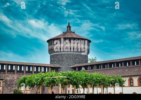 Le magnifique château de Sforza , Castello Sforzesco à Milan, Italie Banque D'Images