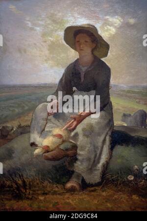 Jeune Shepherdess, Jean-François Millet, vers 1870-1873, Banque D'Images