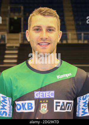 Joueur de handball allemand Lukas Mertens SC Magdeburg DHB HBL DKB Handball Bundesliga saison 2018-19 Banque D'Images