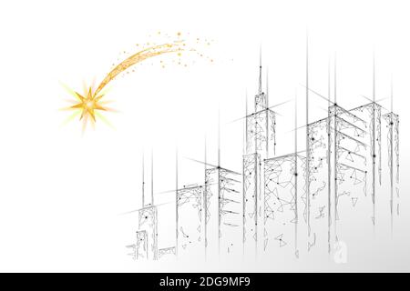 Tournage étoile faible espace poly. Le symbole nuit de Noël fait un vœu. Astronomie comète magique chute de l'illustration du vecteur de météorite Illustration de Vecteur