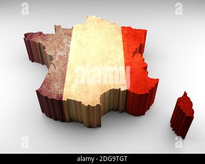 carte de France en 3d avec drapeau français Banque D'Images