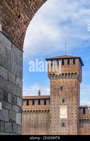 Castello Sforzesco Exterior, Milan, Italie Banque D'Images