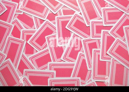 Cartes à jouer, fond, rouge et blanc. Banque D'Images