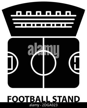 icône du stand de football, signe vectoriel noir avec traits modifiables, illustration du concept Illustration de Vecteur