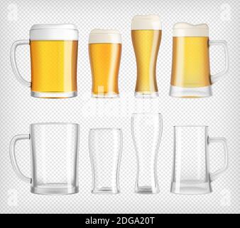 Différentes tasses et verres à bière Illustration de Vecteur