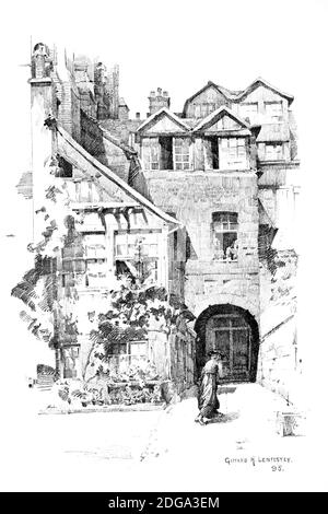 An Old Corner, Rouen, 1995 dessin au crayon demi-ton de Giffard H Lenfestey reproduit en 1896 le Studio un magazine illustré de fin et appliqué UN Banque D'Images