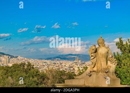 Vue aérienne de Barcelone depuis le parc Montjuic Banque D'Images