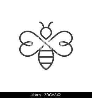 Icône vecteur noir abeille. Logo stylisé. Illustration de Vecteur