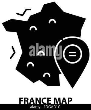 icône de carte de france, signe vectoriel noir avec traits modifiables, illustration de concept Illustration de Vecteur