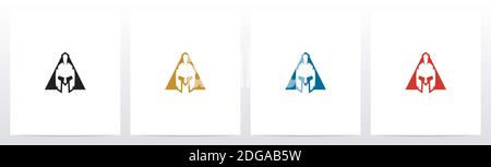 Logo Spartan Helmet on Letter Design A Illustration de Vecteur