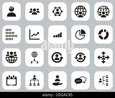 World population Icons Noir & blanc Flat Design Set Big Illustration de Vecteur