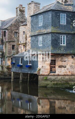 Pont Rohan dans le centre-ville de Landerneau à FinistÃ¨re Banque D'Images