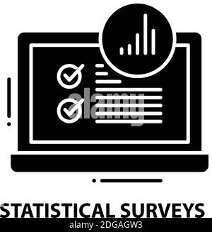 icône enquêtes statistiques, signe vectoriel noir avec traits modifiables, illustration du concept Illustration de Vecteur