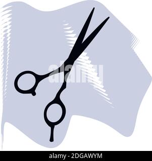 Ciseaux de cheveux vecteur, coiffeur, salon, cheveux, ciseaux noirs sur le point de lilas icône d'un ensemble, isolé sur fond blanc. SPE 10 Illustration de Vecteur