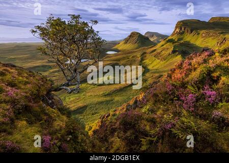 Sunrse sur le Quiraing sur la crête de Trotternish sur l'île de Skye, Écosse, Royaume-Uni Banque D'Images