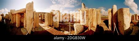 Ruines des temples de Ggantija, Gozo, Malte Banque D'Images