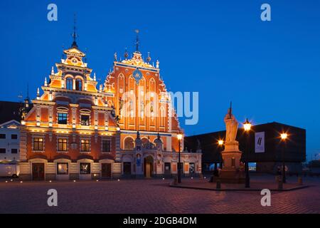 Façade d'un bâtiment, Maison des Blackheads, Vecriga, Vieille Riga, Riga, Lettonie Banque D'Images