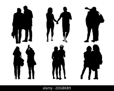 Ensembles de silhouettes graphiques pour couples Banque D'Images