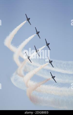 Vigo-Espagne. Breitling Jet Team expose un festival aérien le 18 juillet 2010 Banque D'Images