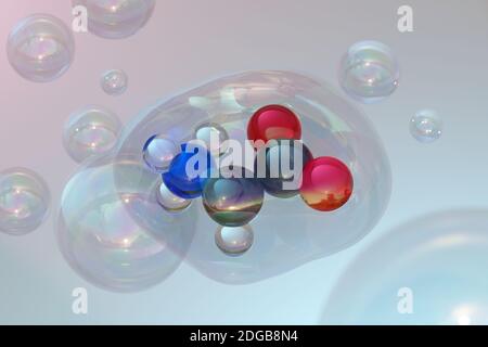 Molécule d'acide aminé glycine (Gly, G). Rendu 3D. Les atomes sont représentés comme des sphères à échelle avec un codage couleur conventionnel : hydrogène (blanc), carbone ( Banque D'Images