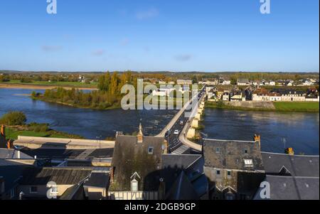 Pont sur la Loire à Amboise, France Banque D'Images