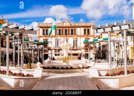 Plaza del Socorro, en arrière-plan le Casino. Ronda, Málaga, Andalousie, Espagne, Europe Banque D'Images