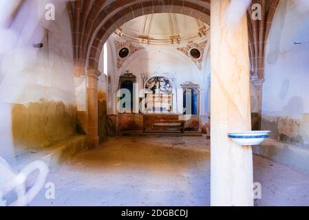 Intérieur de l'Ermitage de l'Humilladero - Ermita del Humilladero. Son style est Renaissance, et sur son élégante porte double-arcades il y a un insc Banque D'Images