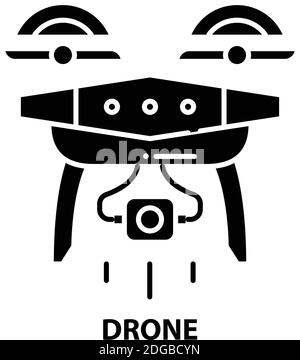 icône de symbole de drone, signe de vecteur noir avec traits modifiables, illustration de concept Illustration de Vecteur