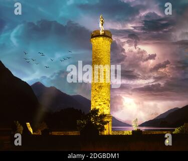 GB - ECOSSE : tempête spectaculaire au-dessus du Loch Shiel et du Glenfinnan Monument Banque D'Images