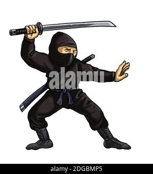 Attaque Ninja. Modèle pour les enfants avec samouraï. Banque D'Images