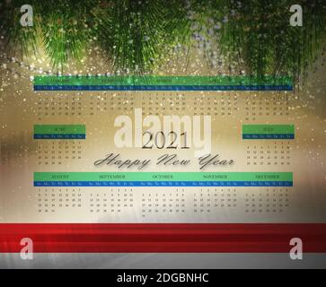 Bonne année 2021, calendrier, décoration, illustration Banque D'Images