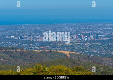 Vue aérienne d'Adélaïde depuis Mount Lofty, Australie Banque D'Images