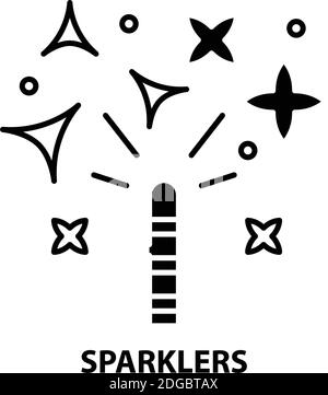 icône sparklers, signe vectoriel noir avec traits modifiables, illustration de concept Illustration de Vecteur