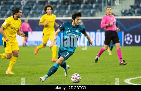 SAINT-PÉTERSBOURG, RUSSIE - DÉCEMBRE 08 : Sardar Azmoun de Zenit Saint-Pétersbourg lors du match du groupe F de la Ligue des champions de l'UEFA entre Zenit Saint-Pétersbourg et Borussia Dortmund à l'arène Gazprom le 8 décembre 2020 à Saint-Pétersbourg, en Russie. (Photo par MB Media) Banque D'Images