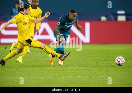 SAINT-PÉTERSBOURG, RUSSIE - DÉCEMBRE 08 : Malcom de Zenit Saint-Pétersbourg lors du match de stade F du groupe de la Ligue des champions de l'UEFA entre Zenit Saint-Pétersbourg et Borussia Dortmund à l'arène Gazprom le 8 décembre 2020 à Saint-Pétersbourg, en Russie. (Photo par MB Media) Banque D'Images