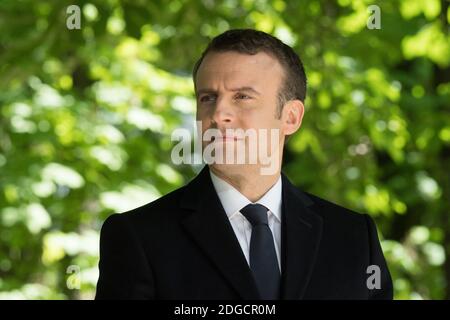 Le président élu Emmanuel Macron assiste à une cérémonie marquant l'anniversaire de l'abolition de l'esclavage le mercredi 10 mai 2017 à Paris. Photo par POOL/Pierre Villard/ABACAPRESS.COM Banque D'Images