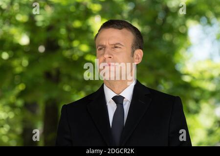 Le président élu Emmanuel Macron assiste à une cérémonie marquant l'anniversaire de l'abolition de l'esclavage le mercredi 10 mai 2017 à Paris. Photo par POOL/Pierre Villard/ABACAPRESS.COM Banque D'Images