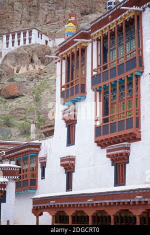 Détails architecturaux - monastère de Hemis, Hemis, Ladakh, Jammu-et-Cachemire, Inde Banque D'Images